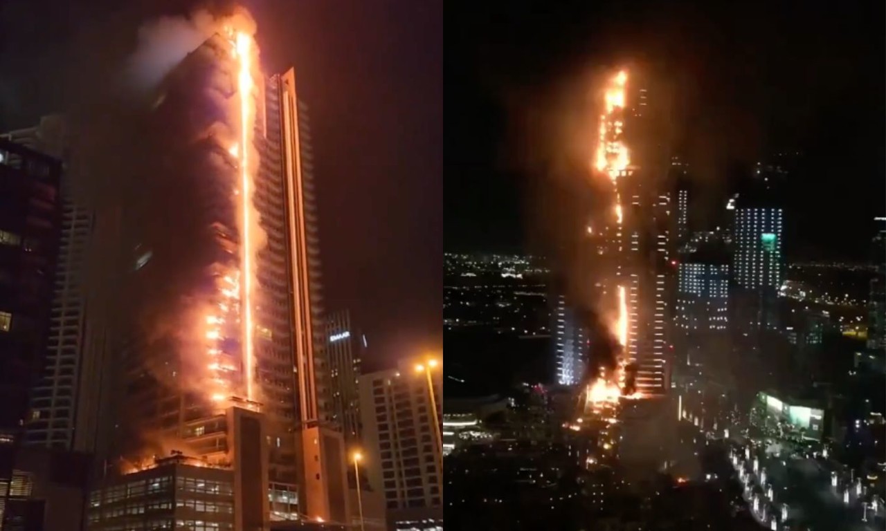 Se registra fuerte incendio en edificio de 35 pisos en Dubái