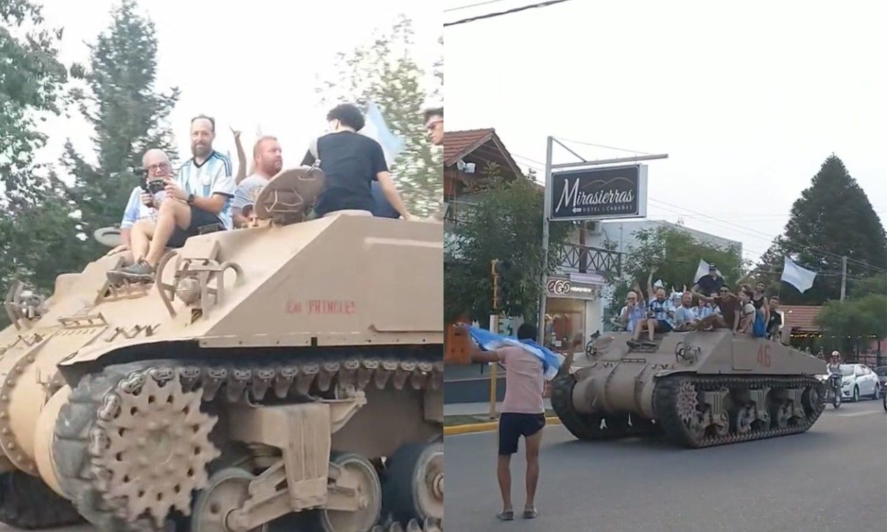 Argentinos festejan su pase a Semifinal en tanque de guerra