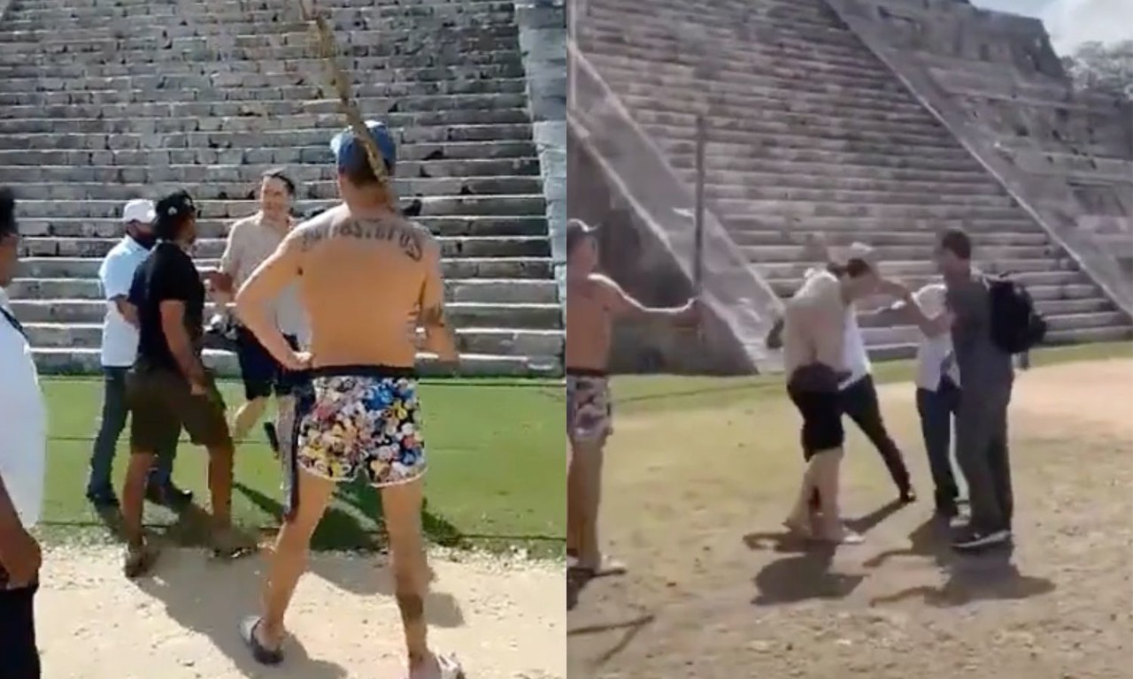 Golpean con palo a turista extranjero por subir a pirámide
