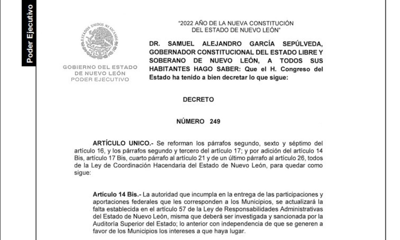 Publican decretos que evitan retener recursos a municipios