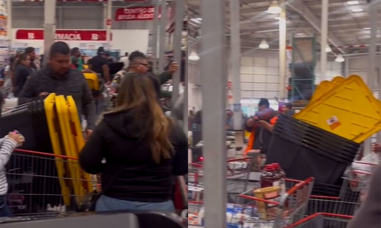 Se pelean clientes por cajas de plástico en oferta