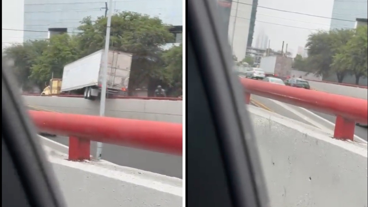 Tráiler hace 'skate' sobre avenida Vasconcelos en San Pedro