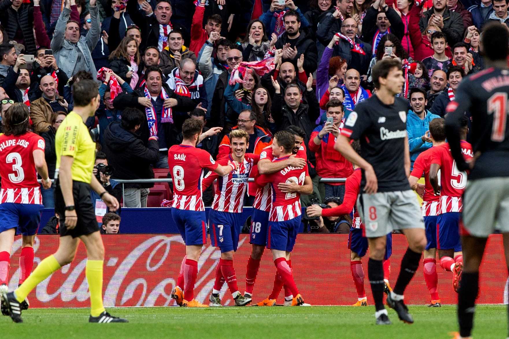 Atleti insiste en La Liga; gana 2-0 ante el Athletic Club