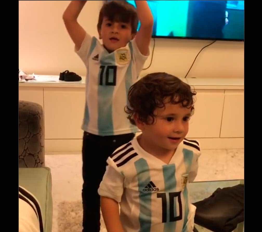 Hijos de Messi sienten el Mundial y alientan a la selección de Argentina