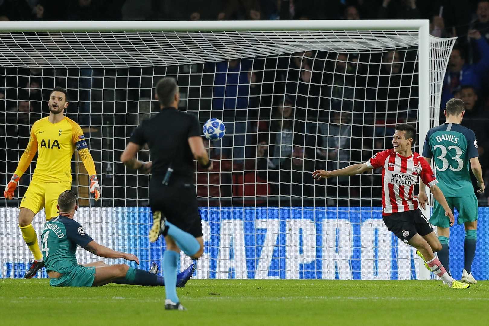 PSV rescate empate ante el Tottenham; Hirving Lozano marca primer gol en Champions