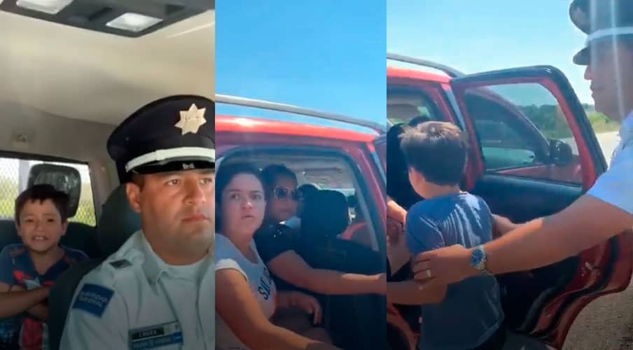 Olvidan a su hijo en el Oxxo y Policía Federal se los regresa