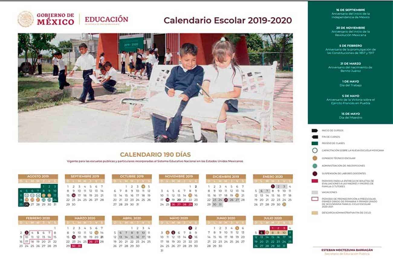 Presenta SEP calendario escolar 2019-2020 con 190 días de clases