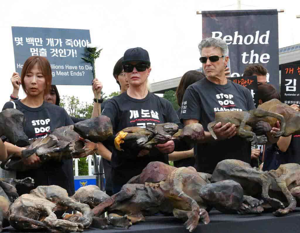 Kim Basinger protesta contra el consumo de carne de perro en Surcorea
