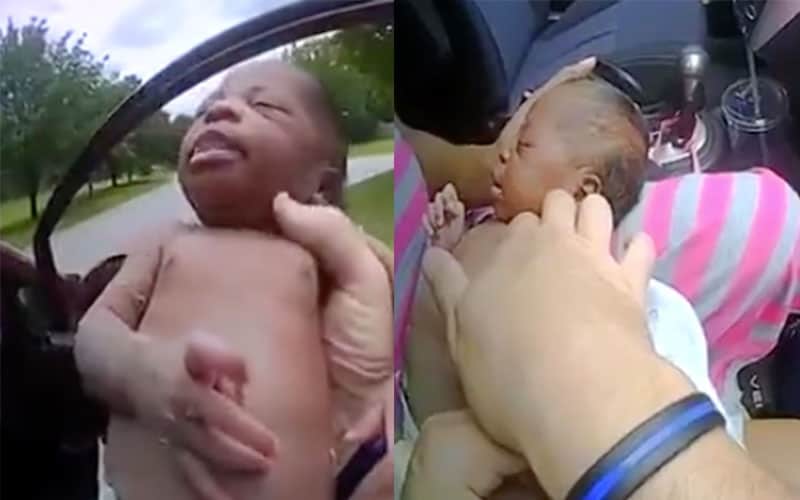 Oficial de tránsito salva la vida de una bebé que se estaba ahogando