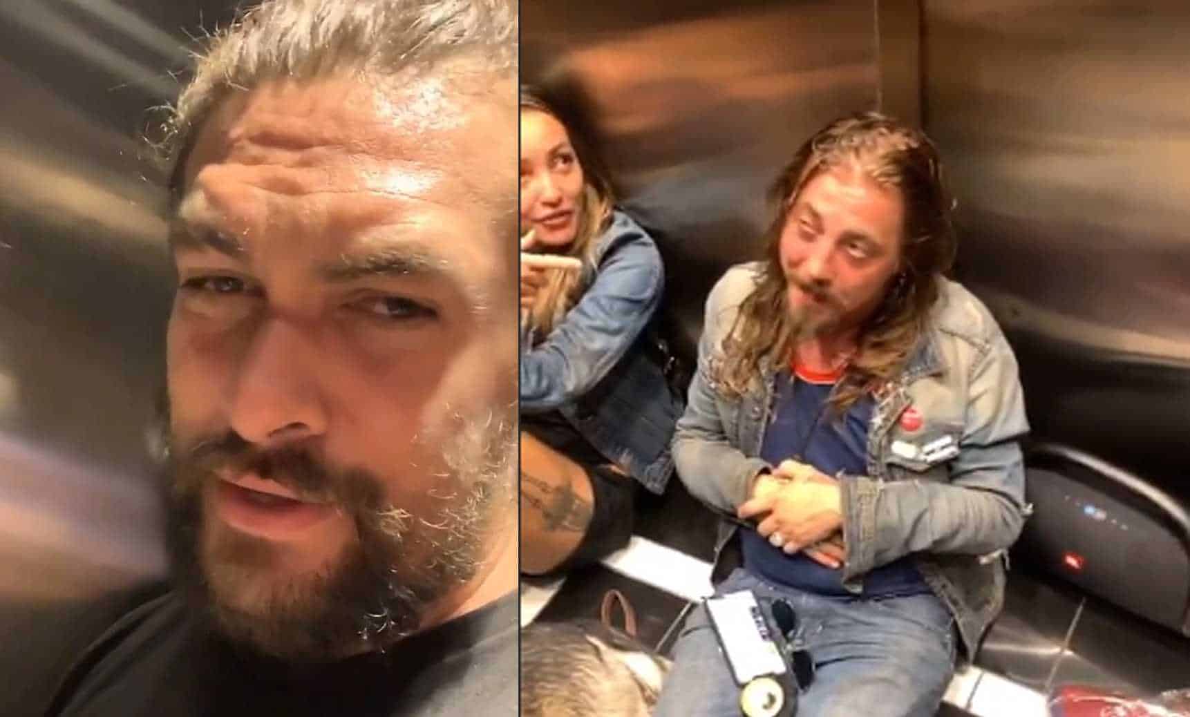 Jason Momoa mitiga encierro en elevador con cervezas y dulces