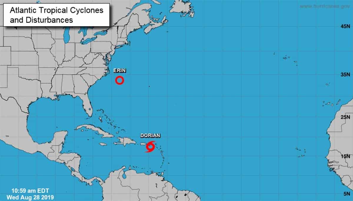 Tormenta tropical Erin se forma lejos de la costa este de EUA