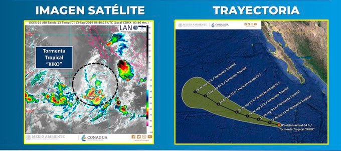 Tormenta tropical Kiko se localiza a 765 kilómetros de Cabo San Lucas