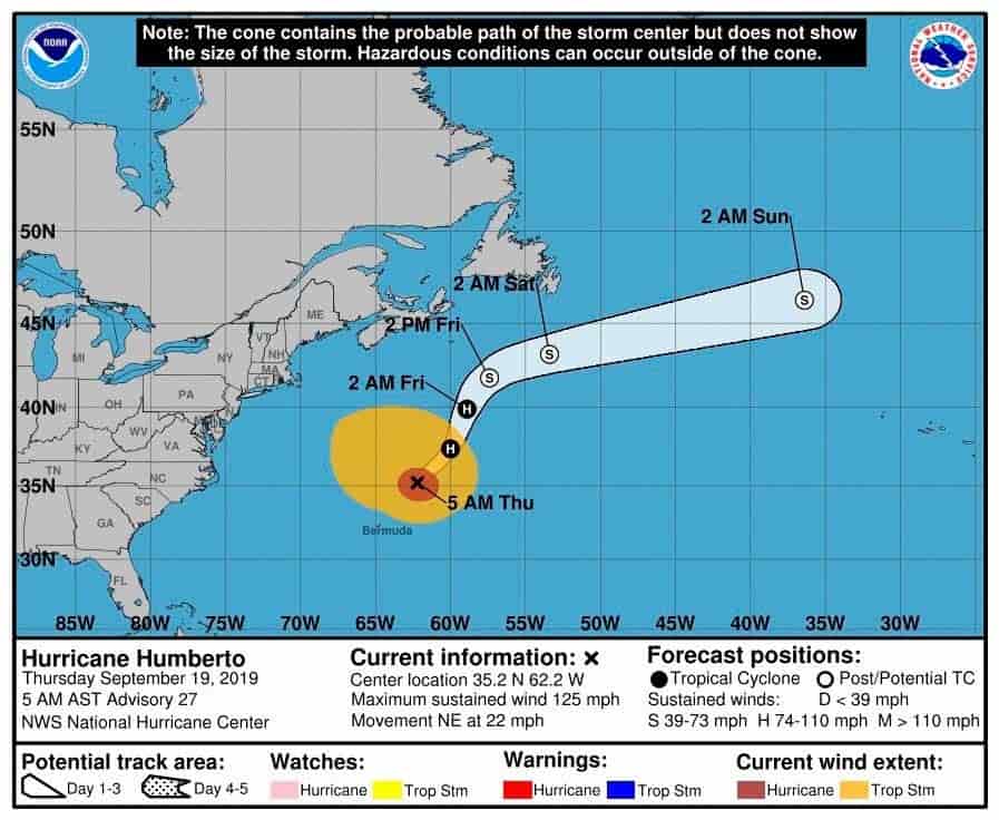 Jerry, cerca de convertirse en huracán mientras Humberto se dirige al noreste