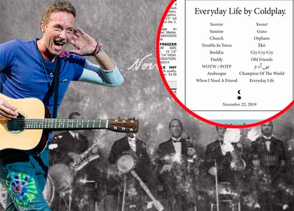 ¡Por fin nuevo disco! Coldplay revela sencillos de su nuevo álbum 'Everyday Life'