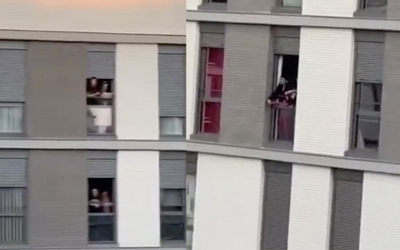 Vecinos matan el aburrimiento jugando bingo desde sus balcones durante cuarentena