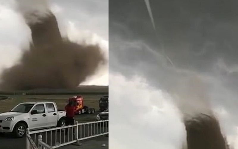 Difunden impresionantes imágenes de tornado que tocó tierra en China