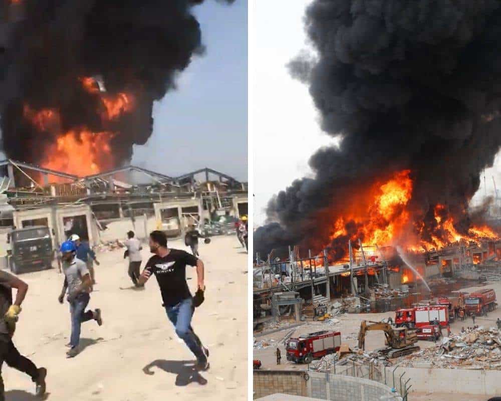 Estalla incendio en puerto de Beirut, a un mes de explosión