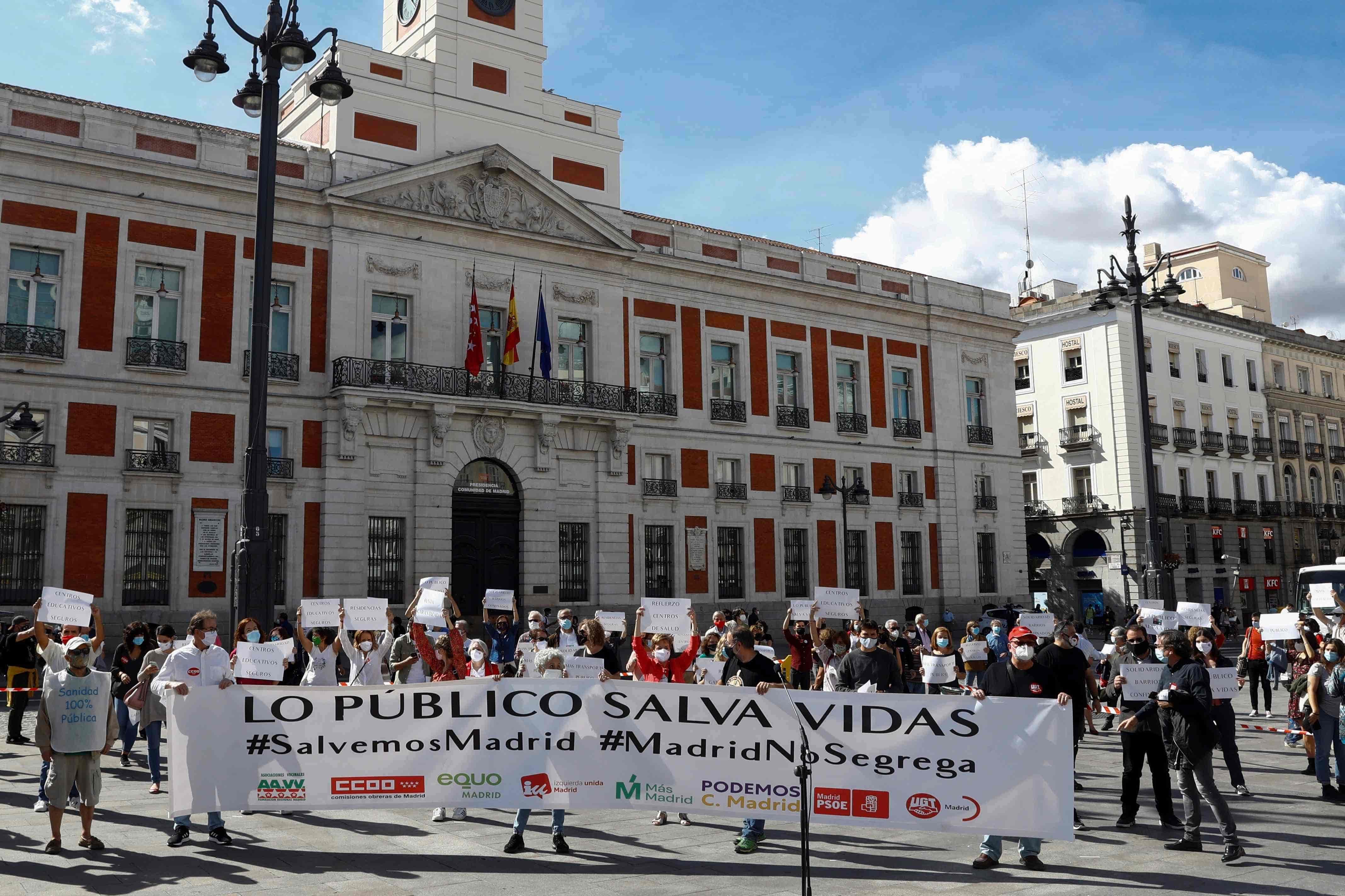 Protestas en Madrid por restricciones del Gobierno contra la pandemia