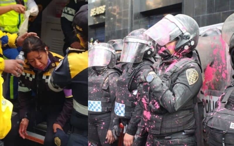 Al menos 43 mujeres policías resultaron lesionadas durante la marcha feminista