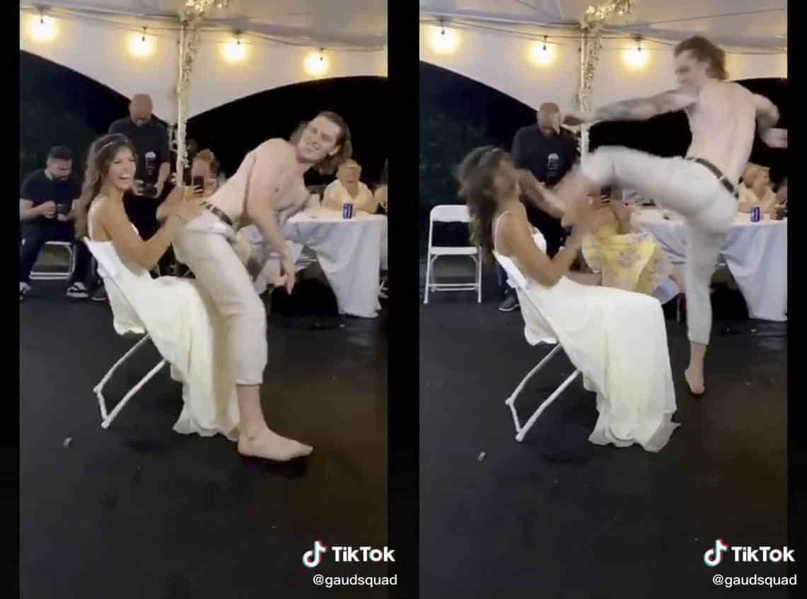 VIDEO: Novio patea a su recién esposa en la cara en plena boda durante baile  erótico