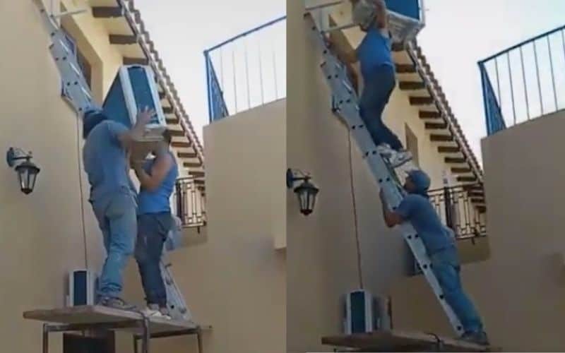 Instalador de aire acondicionado presumen su trabajo y luego todo sale mal