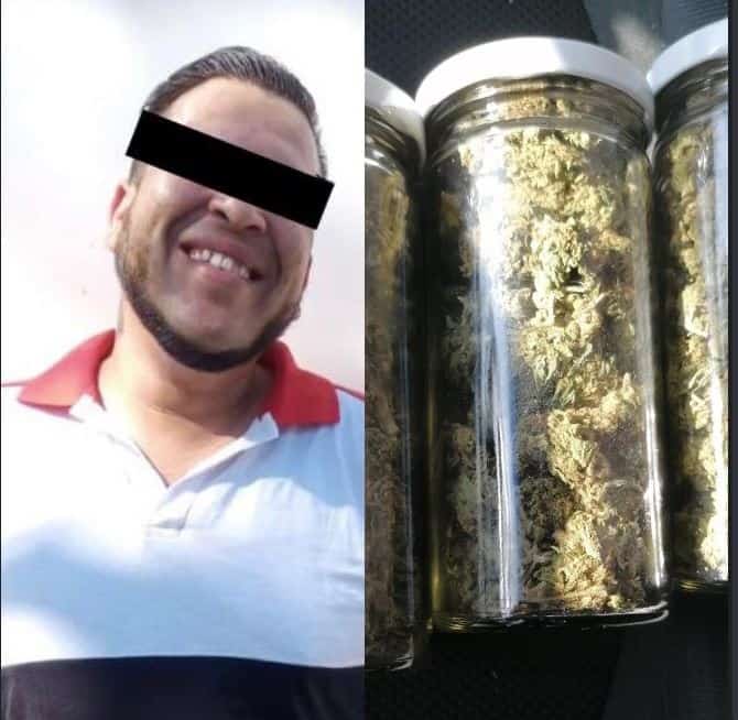 Detienen a hombre con frascos de Marihuana en el centro de Monterrey