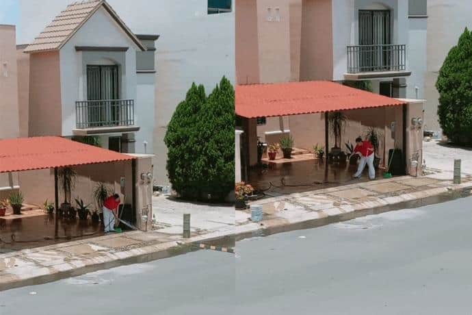 Graban a mujer desperdiciando agua en Monterrey