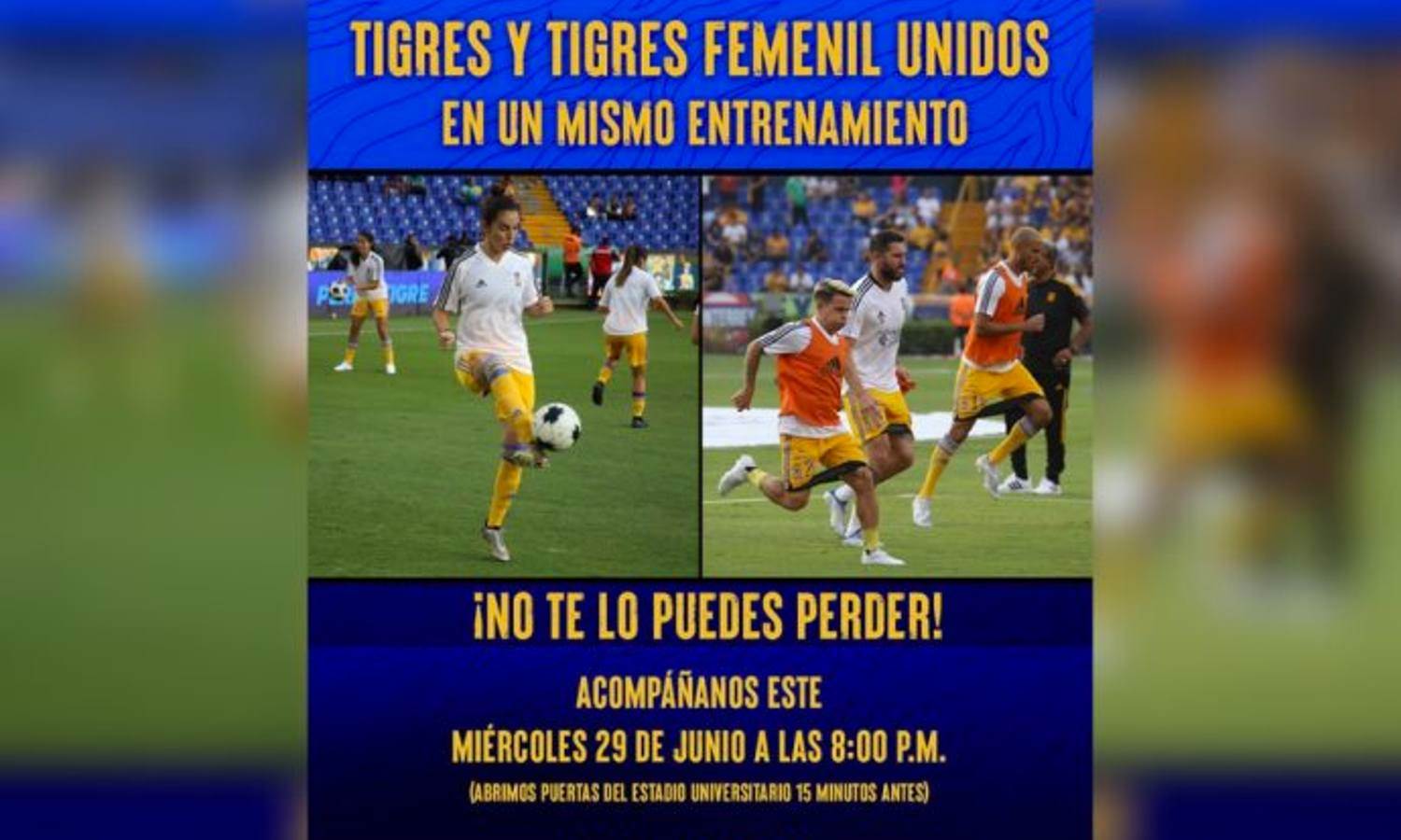 Tigres femenil y varonil entrenan juntos a puerta abierta